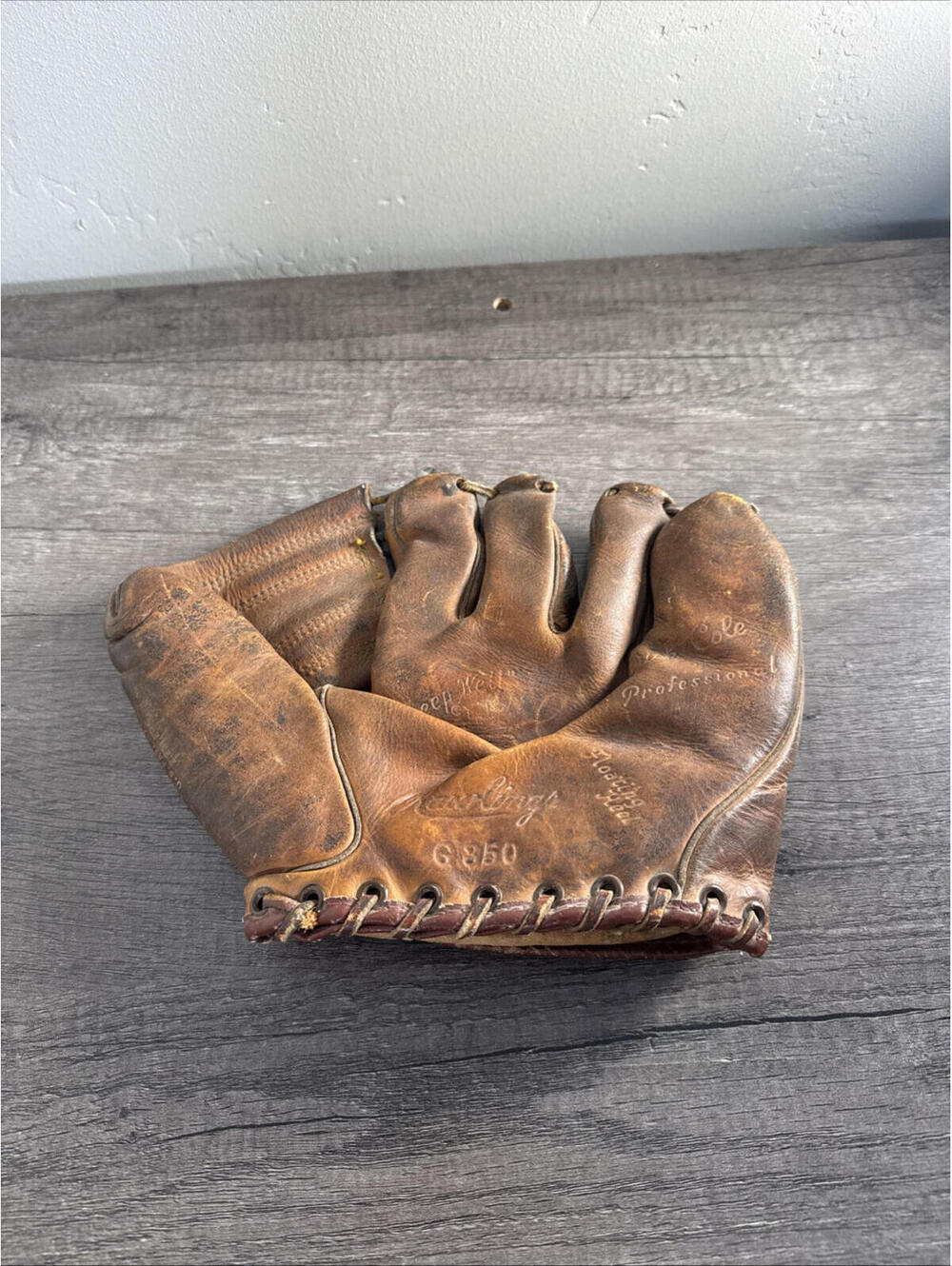 Rawlings G350 Kirby "Hig" Higbe Floating Heel Leather Glove Rare 1940's